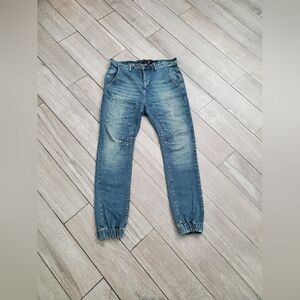 COTTON ON men's distressed medium wash blue slim denim joggers jeans size 32